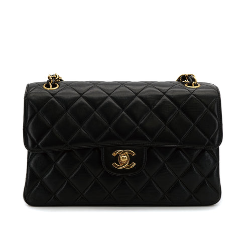 VINTAGE CHANEL DOUBLE FACE CHAIN SHOULDER BAG BLACK LAMB SKIN GOLD HARDWARE 90310315 - PURPOSE