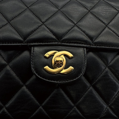 VINTAGE CHANEL DOUBLE FACE CHAIN SHOULDER BAG BLACK LAMB SKIN GOLD HARDWARE 90310315 - PURPOSE