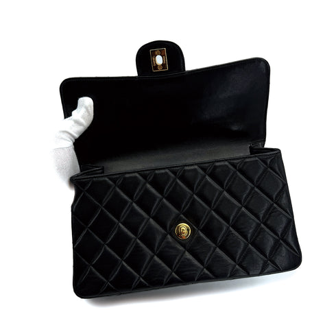 VINTAGE CHANEL DOUBLE FACE CHAIN SHOULDER BAG BLACK LAMB SKIN GOLD HARDWARE 90310315 - PURPOSE