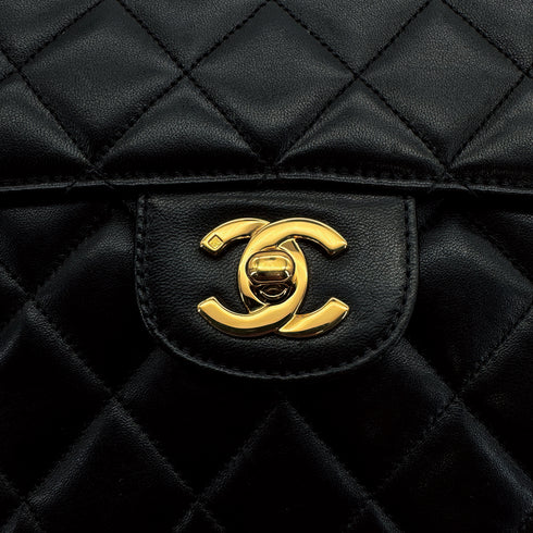 VINTAGE CHANEL DOUBLE FACE CHAIN SHOULDER BAG BLACK LAMB SKIN GOLD HARDWARE 90310315 - PURPOSE