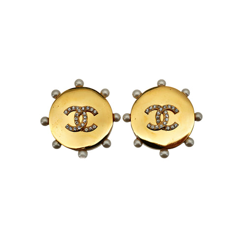 VINTAGE CHANEL EARRINGS FAUX PEARL ROUND ACCESSORY 90335769