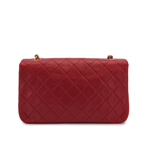 VINTAGE CHANEL FULL FLAP CHAIN SHOULDER BAG RED LAMB SKIN GOLD HARDWARE 90311265 - PURPOSE