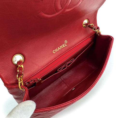 VINTAGE CHANEL FULL FLAP CHAIN SHOULDER BAG RED LAMB SKIN GOLD HARDWARE 90311265 - PURPOSE