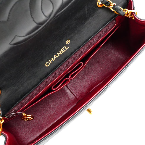 VINTAGE CHANEL FULL FLAP CHAIN SHUOLDER BAG BLACK LAMB SKIN GOLD HARDWARE 90341875