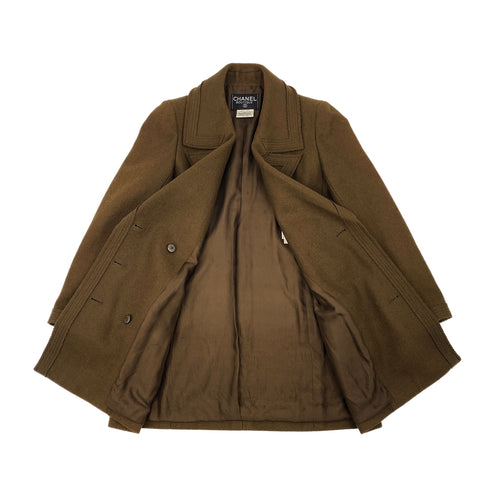 VINTAGE CHANEL GRIPOA COCO BUTTON DOUBLE BREASTED JACKET BROWN WOOL 40 96A RTW 90319634