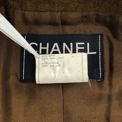 VINTAGE CHANEL GRIPOA COCO BUTTON DOUBLE BREASTED JACKET BROWN WOOL 40 96A RTW 90319634