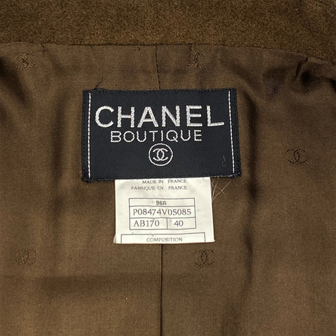 VINTAGE CHANEL GRIPOA COCO BUTTON DOUBLE BREASTED JACKET BROWN WOOL 40 96A RTW 90319634