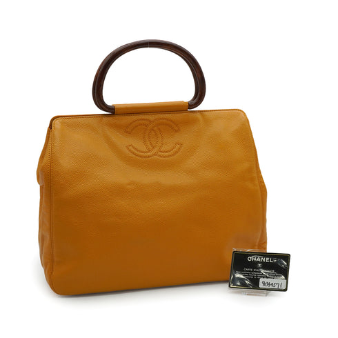 VINTAGE CHANEL COCOMARK HAND BAG ORENGE CAVIAR SKIN 90344571