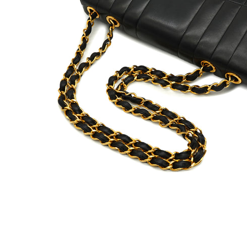 VINTAGE CHANEL MADEMOISELLE CHAIN SHOULDER BAG BLACK LAMB SKIN GOLD HARDWARE 90335601