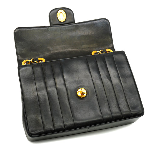 VINTAGE CHANEL MADEMOISELLE CHAIN SHOULDER BAG BLACK LAMB SKIN GOLD HARDWARE 90335601