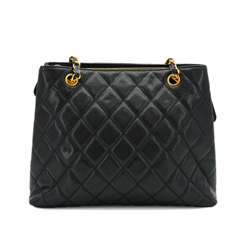 VINTAGE CHANEL MATELASSE CHAIN SHOULDER BAG BLACK CAVIAR SKIN GOLD HARDWARE 90332384