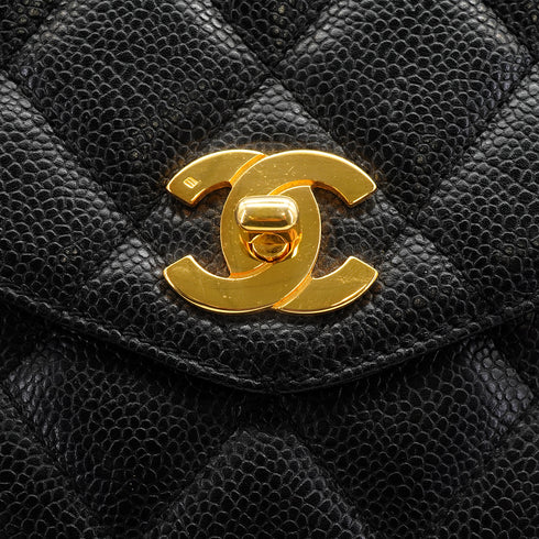 VINTAGE CHANEL MATELASSE CHAIN SHOULDER BAG BLACK CAVIAR SKIN GOLD HARDWARE 90332384