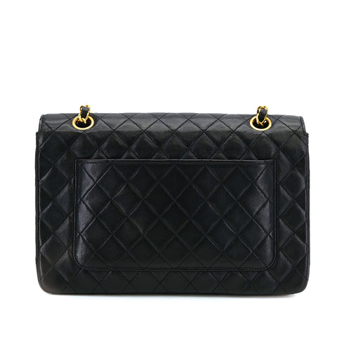 VINTAGE CHANEL MATELASSE CHAIN SHOULDER BAG BLACK LAMB SKIN GOLD HARDWARE 90317008
