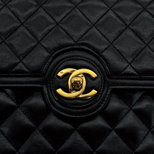 VINTAGE CHANEL MATELASSE CHAIN SHOULDER BAG BLACK LAMB SKIN GOLD HARDWARE 90317008