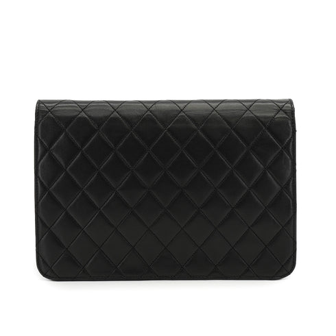 VINTAGE CHANEL MATELASSE CHAIN SHOULDER BAG BLACK LAMB SKIN GOLD HARDWARE 90335309