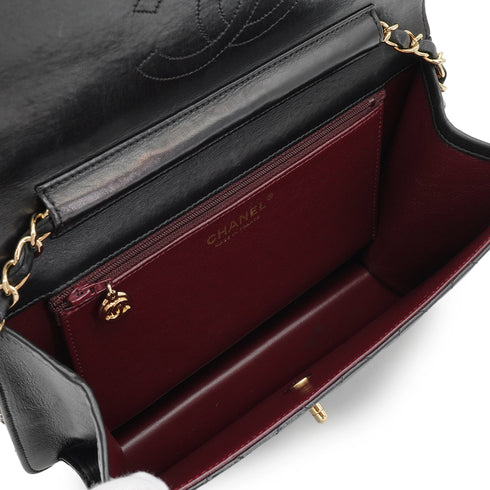 VINTAGE CHANEL MATELASSE CHAIN SHOULDER BAG BLACK LAMB SKIN GOLD HARDWARE 90335309