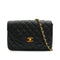 VINTAGE CHANEL MATELASSE HALF MOON CHAIN SHOULDER BAG BLACK LAMB SKIN 90329018
