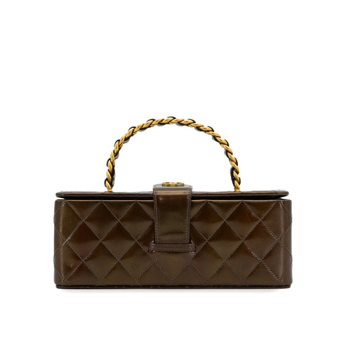 VINTAGE CHANEL MATELASSE HAND BAG BROWN LEATHER GOLD HARDWARE 90313327