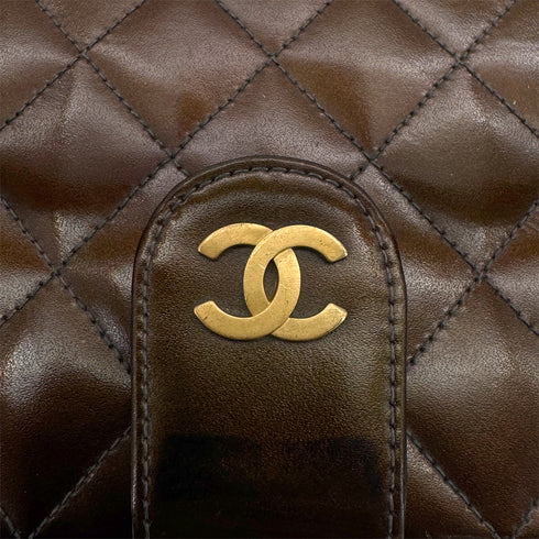 VINTAGE CHANEL MATELASSE HAND BAG BROWN LEATHER GOLD HARDWARE 90313327