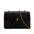 VINTAGE CHANEL MATELASSE TURN LOCK CHAIN SHOULDER BAG BLACK LAMB SKIN GOLD HARDWARE 90310304 - PURPOSE