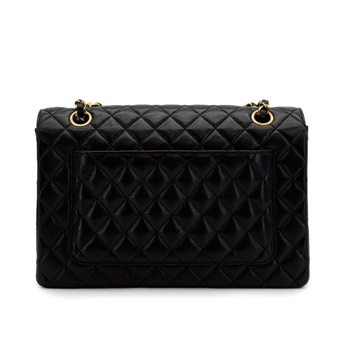 VINTAGE CHANEL MATELASSE TURN LOCK CHAIN SHOULDER BAG BLACK LAMB SKIN GOLD HARDWARE 90310304 - PURPOSE