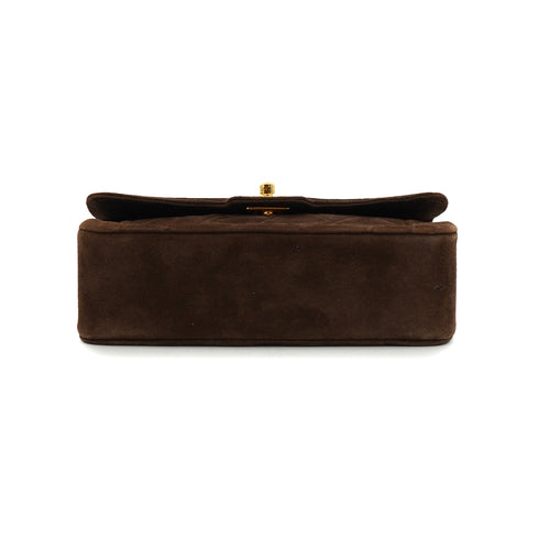 VINTAGE CHANEL MINI MATELASSE CHAIN SHOULDER BAG BROWN SUEDE GOLD HARDWARE 90335889