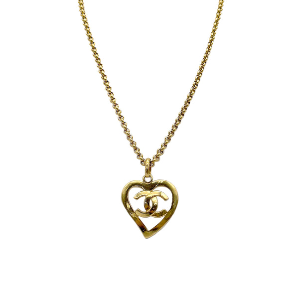 VINTAGE CHANEL NECKLACE COCOMARK HEART GOLD ACCESSORY 95P 90320160