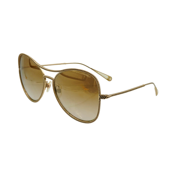 VINTAGE CHANEL SUNGLASSES COCOMARK CHAIN GOLD EYEWEAR 90338910