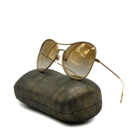 VINTAGE CHANEL SUNGLASSES COCOMARK CHAIN GOLD EYEWEAR 90338910