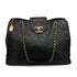 VINTAGE CHANEL SUPER MODEL BICOLORE CHAIN TOTE BAG BLACK LEATHER 90302924