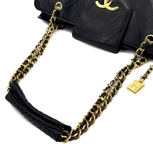 VINTAGE CHANEL SUPER MODEL BICOLORE CHAIN TOTE BAG BLACK LEATHER 90302924