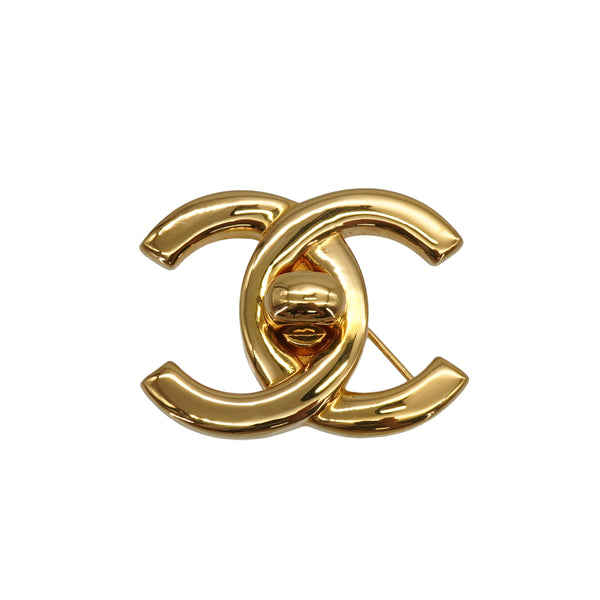 VINTAGE CHANEL TURN LOCK COCOMARK BROOCH GOLD ACCESSORY 96P 90335319