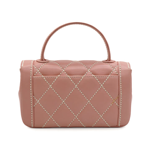 VINTAGE CHANEL WILD STITCH HAND BAG PINK LEATHER GOLD HARDWARE 90346151