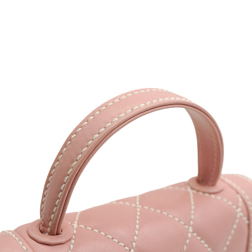 VINTAGE CHANEL WILD STITCH HAND BAG PINK LEATHER GOLD HARDWARE 90346151