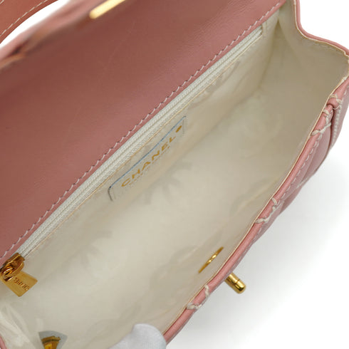 VINTAGE CHANEL WILD STITCH HAND BAG PINK LEATHER GOLD HARDWARE 90346151
