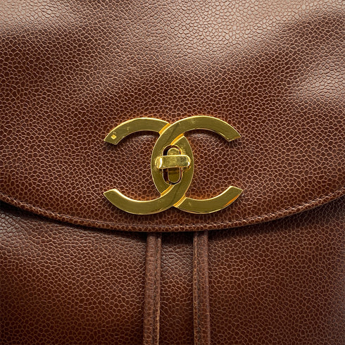 VINTAGE CHANEL BIG COCO CHAIN BACK PACK BROWN CAVIAR SKIN GOLD HARDWARE 90324764