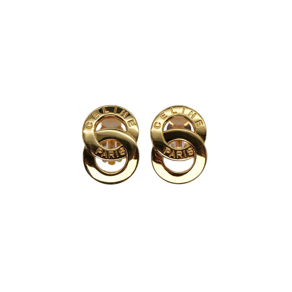 VINTAGE CELINE EARRINGS LOGO CIRCLE GOLD ACCESSORY 90322189