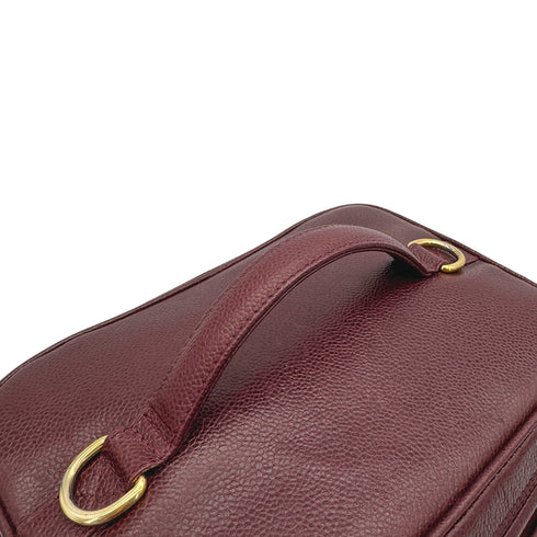 VINTAGE CHANEL 2WAY VANITY HAND SHOULDER BAG BURGUNDY CAVIAR SKIN GOLD HARDWARE 90317005