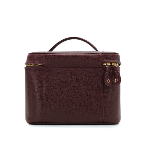 VINTAGE CHANEL 2WAY VANITY HAND SHOULDER BAG BURGUNDY CAVIAR SKIN GOLD HARDWARE 90317005
