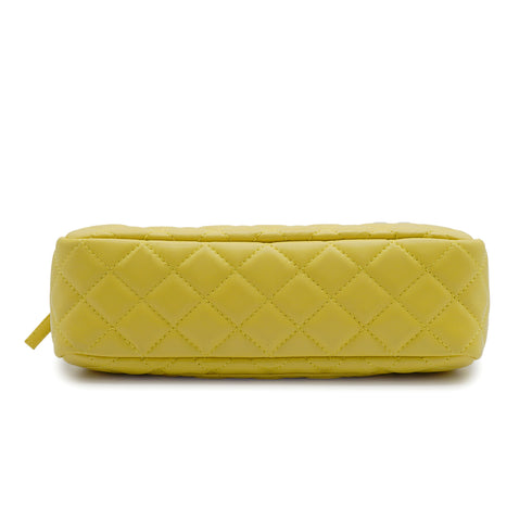 VINTAGE CHANEL 2.55 MATERASSE CHAIN SHOULDER BAG YELLOW LAMB SKIN GOLD HARDWARE 90343938
