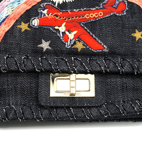 VINTAGE CHANEL 2.55 COCO NIGHT FIGHT CHAIN SHOULDER BAG BLUE DENIM GOLD HARDWARE 90346660