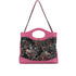 CHANEL 31 LARGE 2018 MODEL LEAF PRINT HAND SHOULDER BAG PINK BLACK LAMB SKIN CANVAS GOLD HARDWARE 90340454