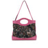 CHANEL 31 LARGE 2018 MODEL LEAF PRINT HAND SHOULDER BAG PINK BLACK LAMB SKIN CANVAS GOLD HARDWARE 90340454