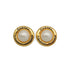 VINTAGE CHANEL 31 RUE CAMBON EARRINGS FAUX PEARL ROUND LOGO GOLD ACCESSORY 90335736