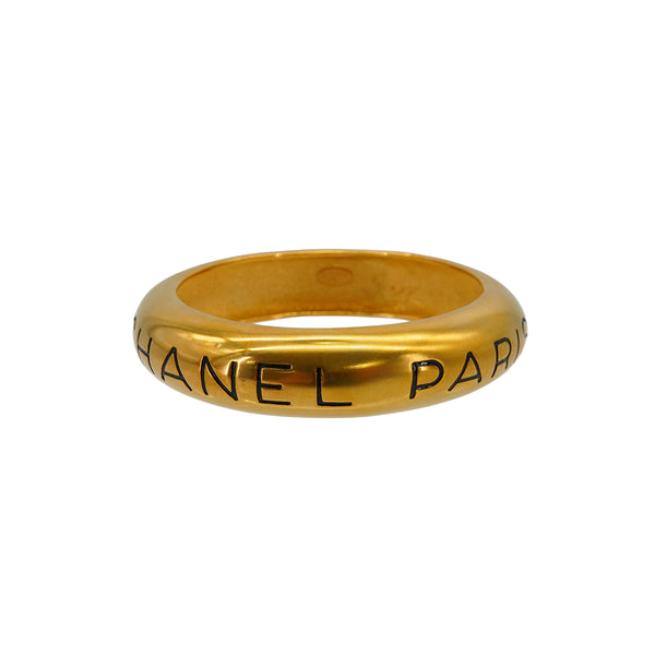 VINTAGE CHANEL BANGLE BRACELET LOGO GOLD ACCESSORY 94A 90334255