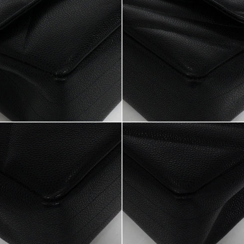 VINTAGE CHANEL BIAS STITCH CHAIN SHOULDER BAG BLACK CAVIAR SKIN GOLD HARDWARE 90342725