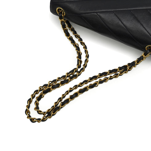 VINTAGE CHANEL BIAS STITCH CHAIN SHOULDER BAG NAVY LAMB SKIN GOLD HARDWARE 90343912