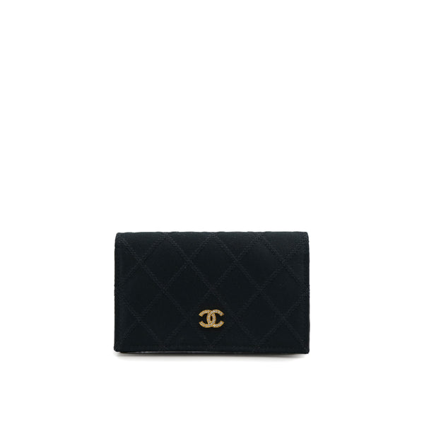 VINTAGE CHANEL BICOLORE COIN PURSE WALLET BLACK SATIN RHINESTONE 90319707