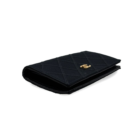 VINTAGE CHANEL BICOLORE COIN PURSE WALLET BLACK SATIN RHINESTONE 90319707