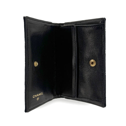 VINTAGE CHANEL BICOLORE COIN PURSE WALLET BLACK SATIN RHINESTONE 90319707